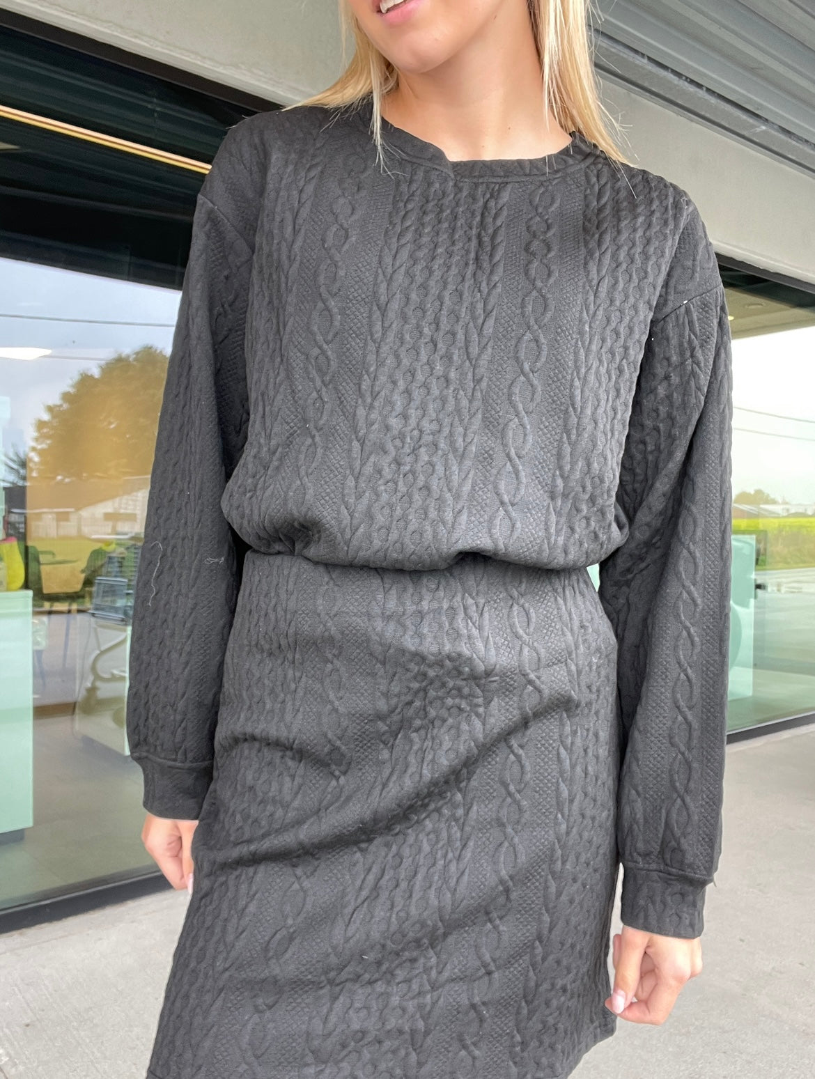 Sweater zwart kabelmotief (setje)